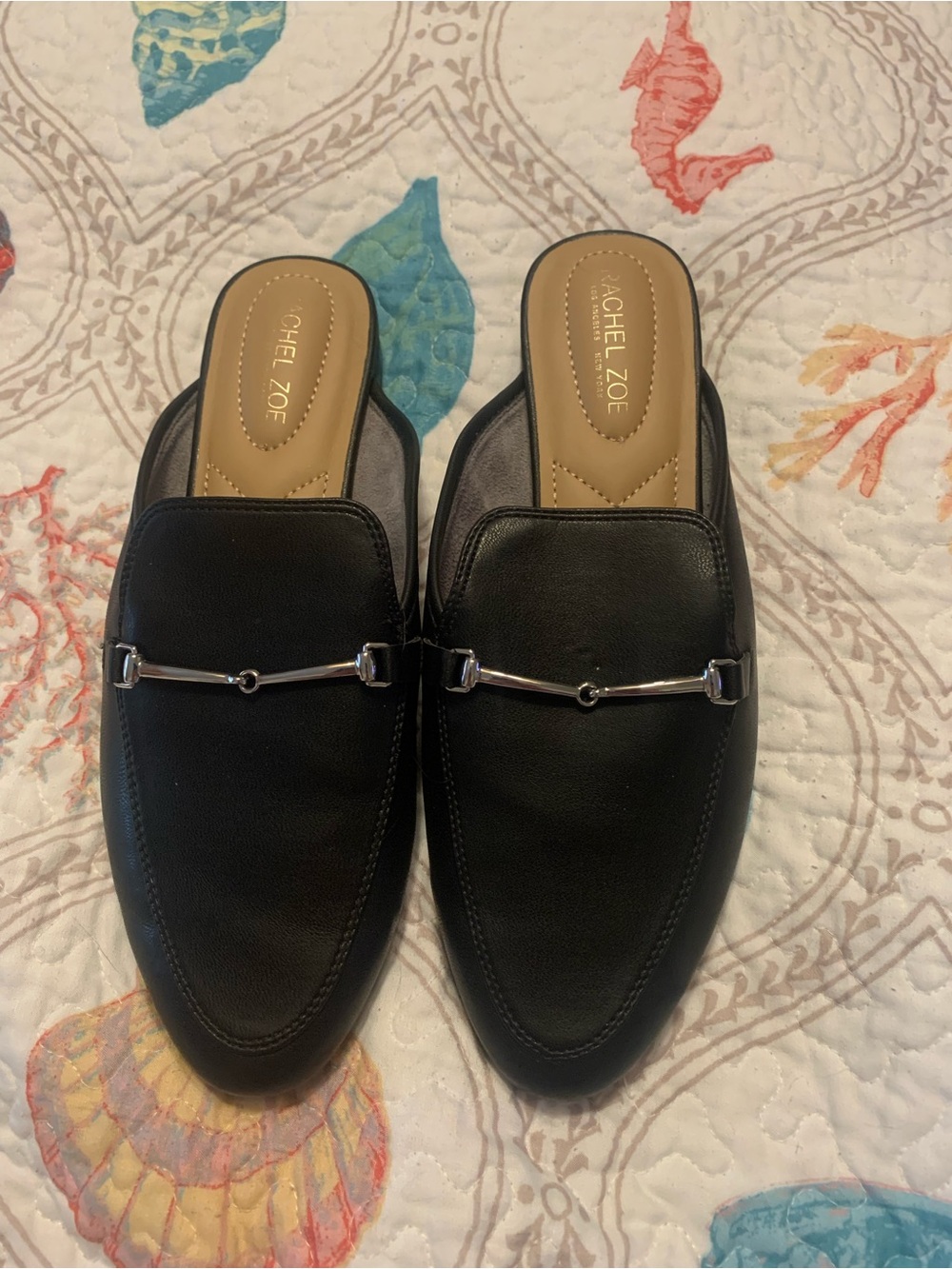 Rachel Zoe “Alani” Black Faux Leather Mules, Women’s Size:  9.5 Medium